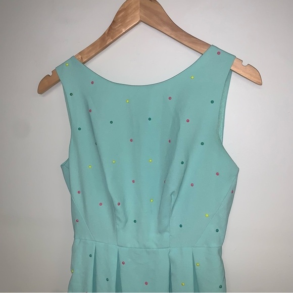 Mustard Seed Dress Size Small Teal  Multicolour Polka Dots Scoop Neck‎ Pleated - Picture 3 of 9